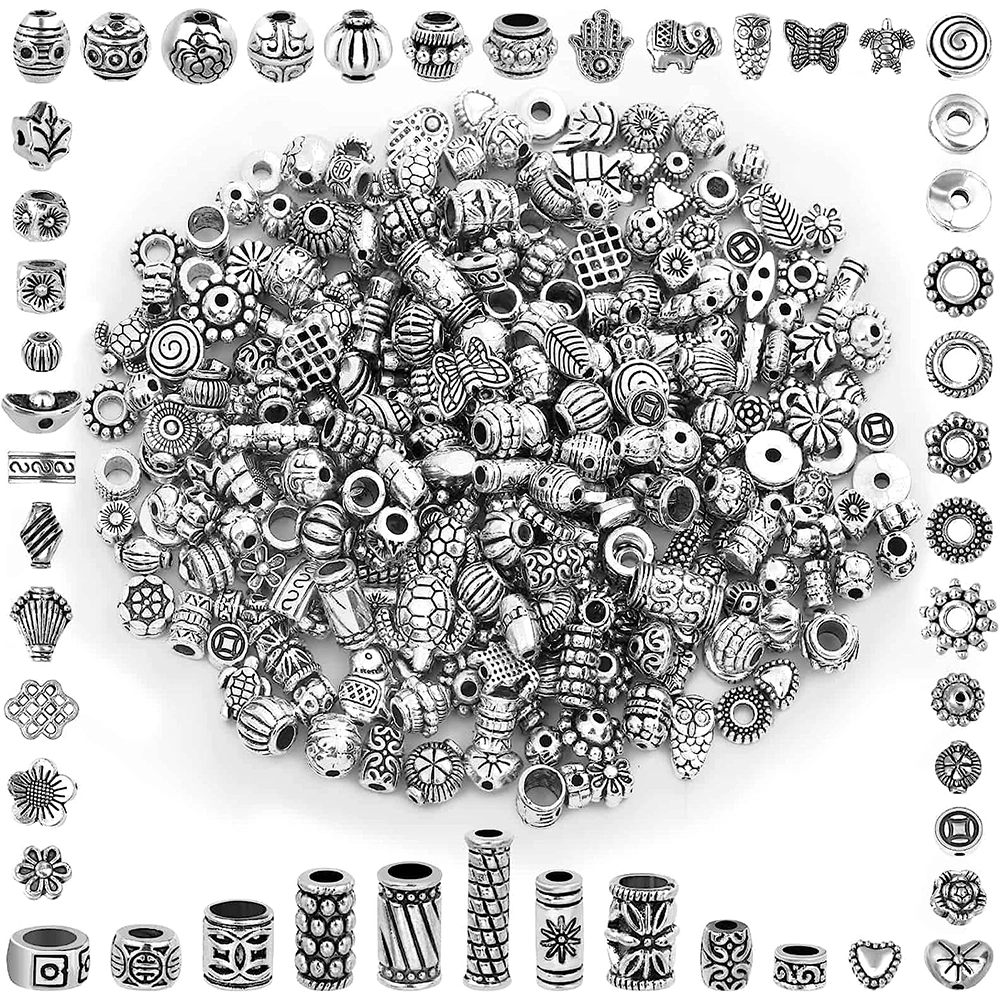 350 Pcs Silver Spacer Beads