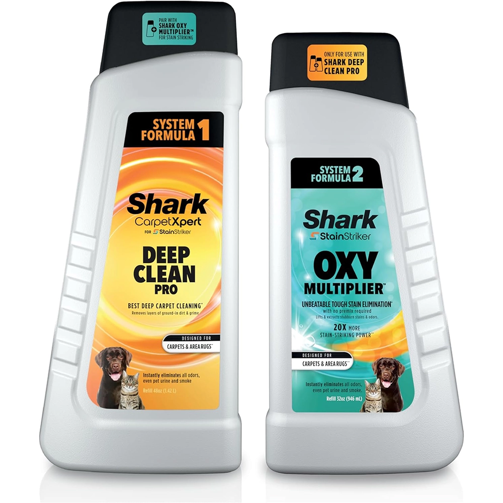 Shark EXCM48 CarpetXpert Deep Clean Pro Formula 48oz & EXOX32 StainStriker OXY Multiplier Formula 32oz